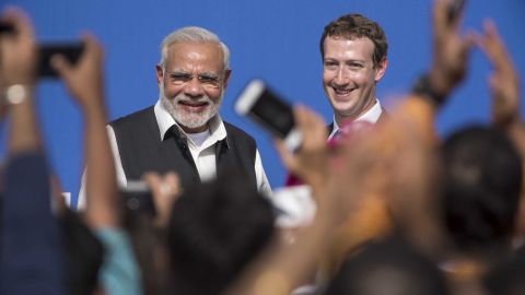 Facebook, whose CEO Mark Zuckerberg is seen here with Indian leader Narendra Modi, has found itself at the center of India's fake news debate.