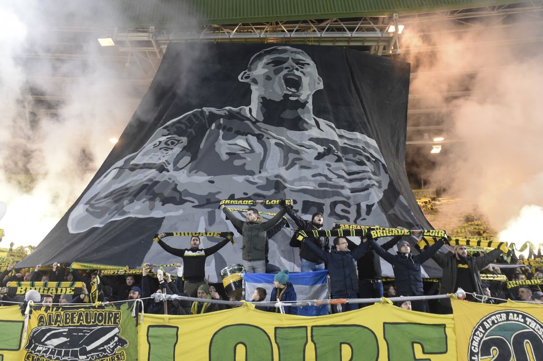 Nantes fans pay tribute to  Sala during the Ligue 1 match between FC Nantes and AS Saint Etienne