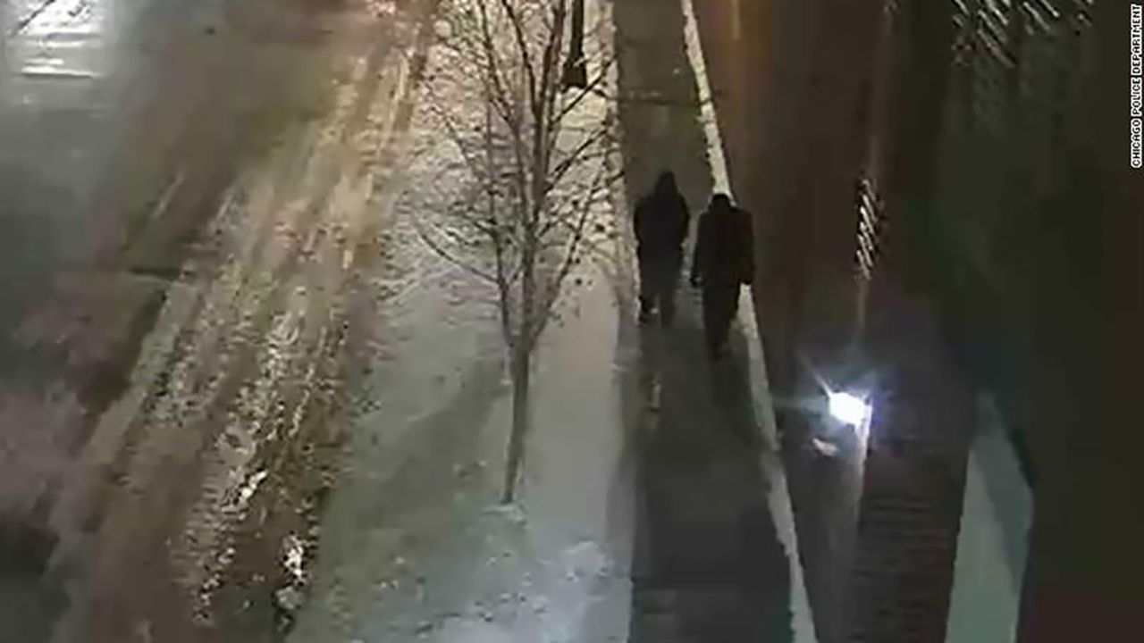 Chicago police in late January 2019 released this surveillance image of two people recorded near the time and location of the reported attack.