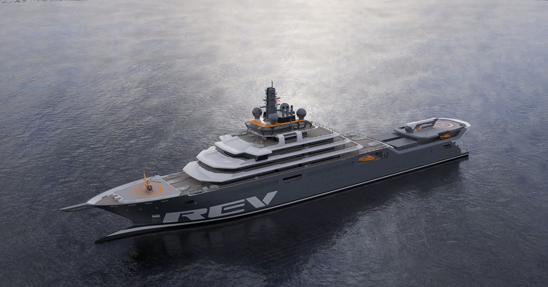Superyachts such as REV -- the design for which is pictured here -- are designed to traverse the world's oceans.