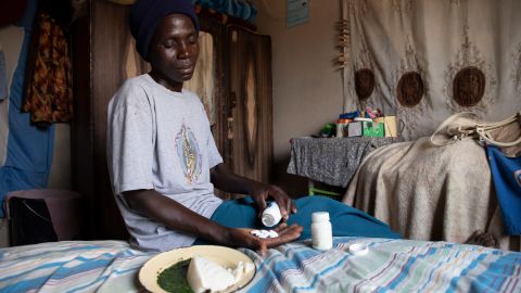 Tarisai Mubhoyi with her HIV medication at her home in Neshuro.