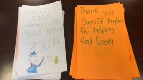 Messages for Hughes from school-aged children.