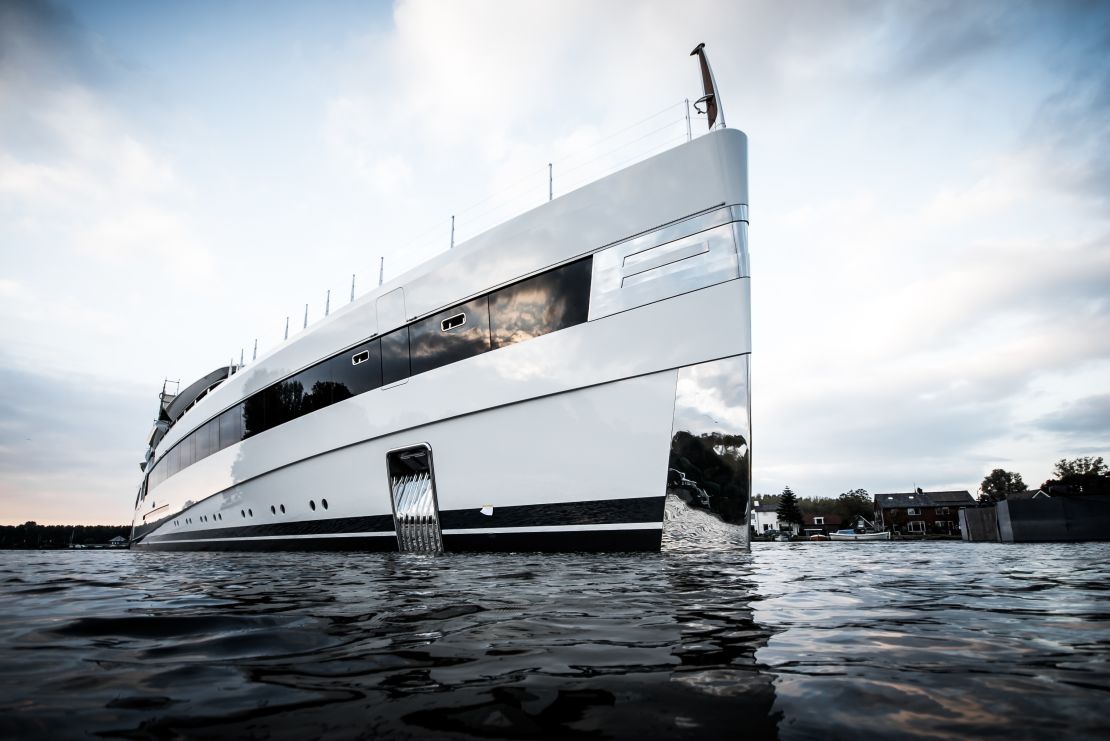 The upcoming Feadship yacht Lady S, initially known as Project 814, features a two-deck IMAX theater and a helipad.