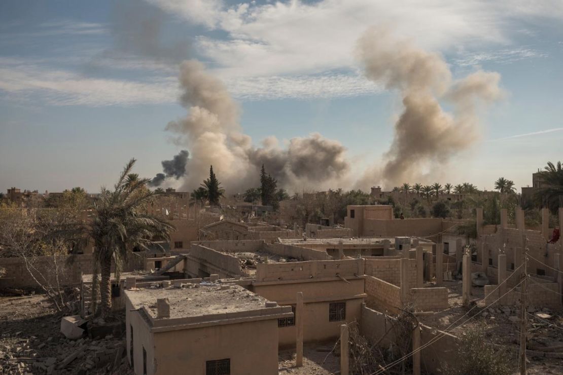 Coalition airstrikes targeting ISIS positions in the town of Susa on January 16.