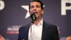 INWOOD, WEST VIRGINIA - OCTOBER 22: 
Donald Trump Jr. speaks to West Virginia voters at a campaign event for Republican U.S Senate candidate Patrick Morrisey October 22, 2018 in Inwood, West Virginia. Morrisey is currently the Attorney General of West Virginia and is running against Sen. Joe Manchin (D-WV). (Photo by Win McNamee/Getty Images)