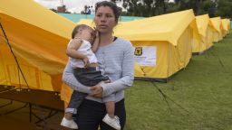 Venezuelan migrants at the humanitarian camp in Bogota on November 13, 2018. - Venezuelans migrants are transferred voluntarily to a humanitarian provisional shelter by Bogota's Town Hall, the first city to announce an "Integral Plan of Attention for Venezuelans", to offer social and humanitarian services. As reported by the United Nations Organization for Migration (IOM) and the United Nations High Commissioner for Refugees (UNHCR), refugees and migrants from Venezuela around the world have reached three million. (Photo by Raul ARBOLEDA / AFP)RAUL ARBOLEDA/AFP/Getty Images