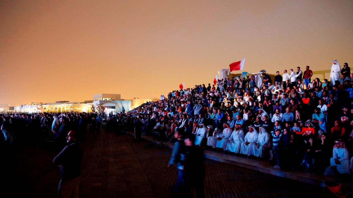 Qatari fans watch their national team play the UAE in the semifinal of the 2019 AFC Asian Cup.
