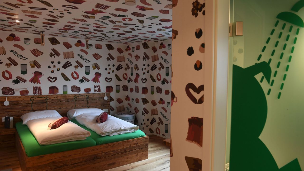 The unusual sausage-themed decor at Boebel Bratwurst Bed and Breakfast.
