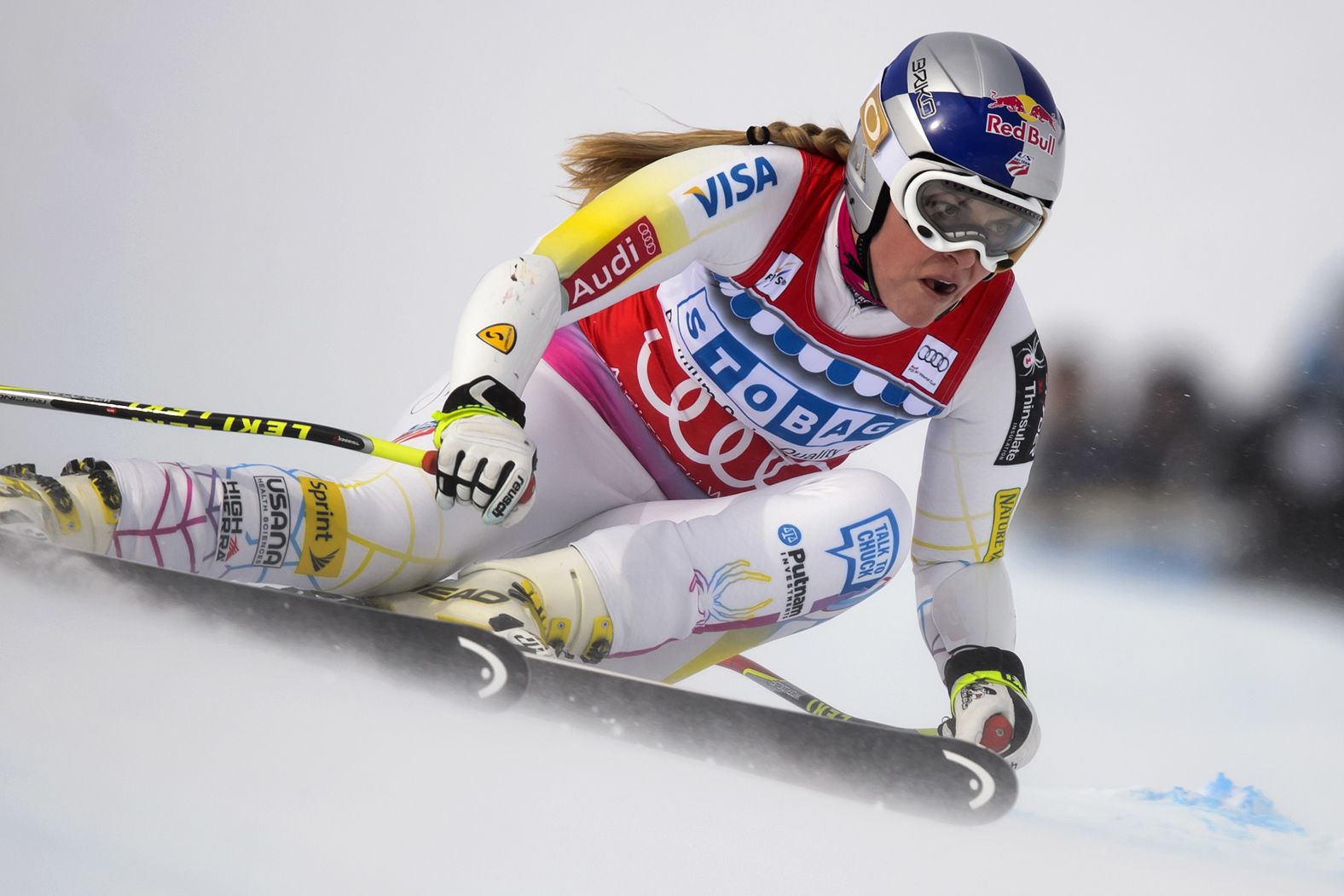 Lindsey Vonn clears a gate on her way to winning a World Cup race in December 2012.