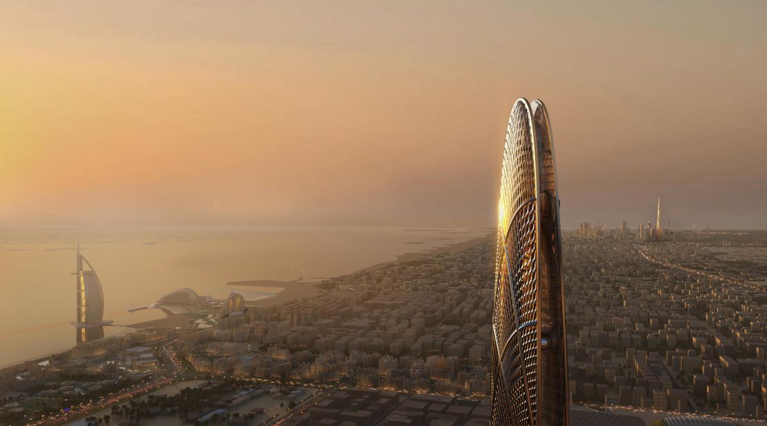 Plans for the Burj Jumeria include a at 1,476 ft (450m) sky lounge and restaurant, and a 360-degree observation deck. Its design is reportedly inspired by desert dunes and oases.