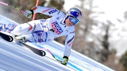 USA's Lindsey Vonn competes during the Women's Super G event of the FIS Alpine skiing World Cup in Cortina d'Ampezzo, Italian Alps, on January 20, 2019. (Photo by Tiziana FABI / AFP)        (Photo credit should read TIZIANA FABI/AFP/Getty Images)