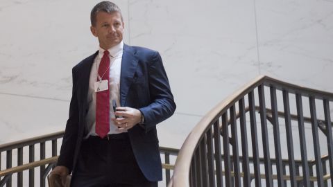 In this November 30, 2017, file photo, Erik Prince, former Navy SEAL and founder of private military contractor Blackwater USA, arrives to testify at a hearing on Capitol Hill.