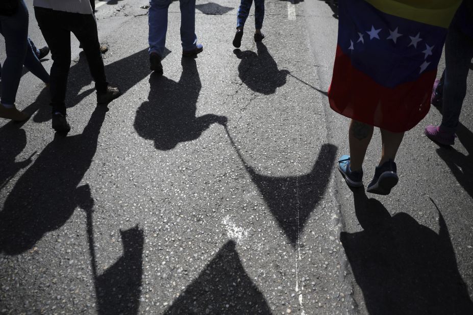 Protesters gather for the Caracas rally on February 2.