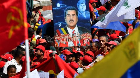 Maduro supporters mark the 20th anniversary of Hugo Chavez's rise to power on Saturday in Caracas.