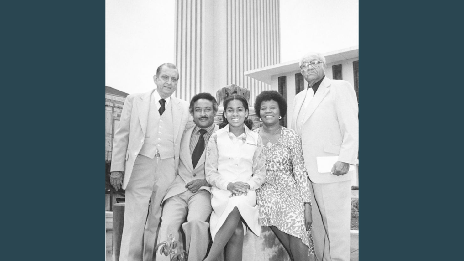 Johnita Due sits with Florida state lawmakers as she serves as a page in the Florida Legislature. Left to right: Rep. William 'Bill' Flynn, Rep. Arnett Girardeau, Due, Rep. Carrie Meek and Rep. Joe Kershaw.