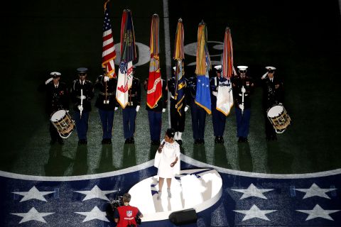 Gladys Knight performs the National Anthem.