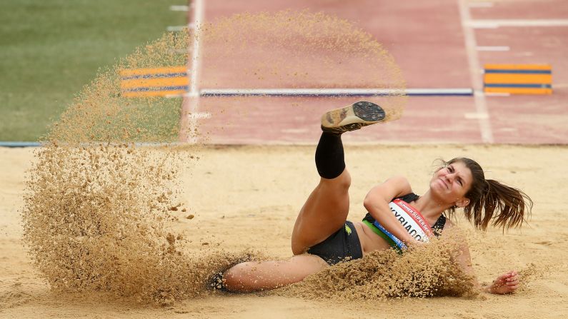 Australian long jumper Audrey Kyriacou competes at the Canberra Festival of Athletics on Monday, January 28.