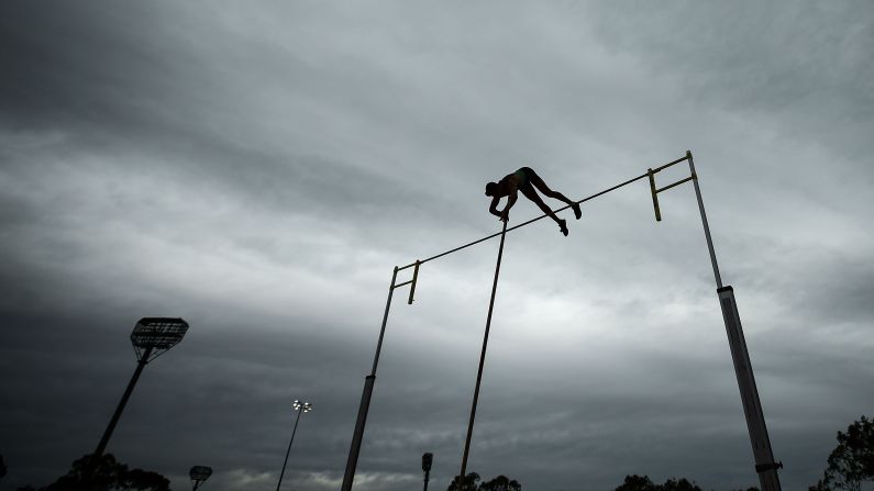 Australian pole vaulter Declan Carruthers clears the bar at the Canberra Festival of Athletics on Monday, January 28.