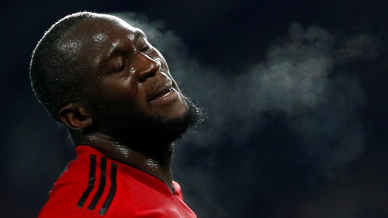 Steam comes off the head of Manchester United striker Romelu Lukaku during a Premier League match against Burnley on Tuesday, January 29.