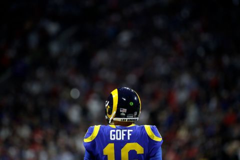 Goff had a rough first half, completing only five passes for 52 yards. He was also sacked twice in the half.