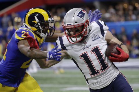 Edelman was one of the few offensive players to shine in a low-scoring first half. At halftime he had seven catches for 93 yards.
