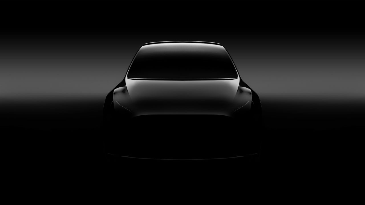 An early look from Tesla at what its Model Y SUV will look like. The full car is due to be revealed Thursday.