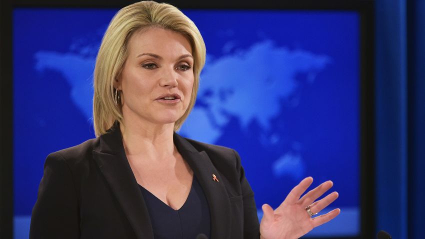 State Department Spokesperson Heather Nauert speaks during a briefing at the State Department in Washington, DC on November 30, 2017. / AFP PHOTO / Mandel Ngan        (Photo credit should read MANDEL NGAN/AFP/Getty Images)