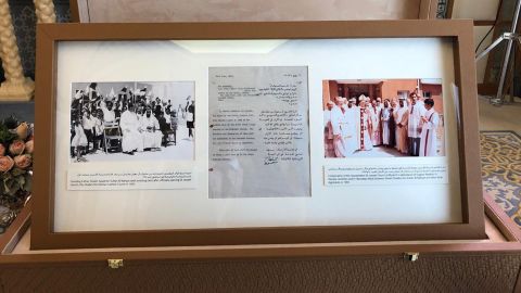 The act of notary, detailing the donation of land to build the first church in the UAE.