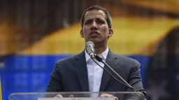 Opposition leader Juan Guaido delivers a speech during a gathering with thousands of supporters in Caracas on February 2, 2019. - Tens of thousands of protesters were set to pour onto the streets of Caracas to back self-proclaimed acting president Guaido's calls for early elections as international pressure increased on President Nicolas Maduro to step down. Major European countries have set a Sunday deadline for Maduro to call snap presidential elections. (Photo by Juan BARRETO / AFP)        (Photo credit should read JUAN BARRETO/AFP/Getty Images)