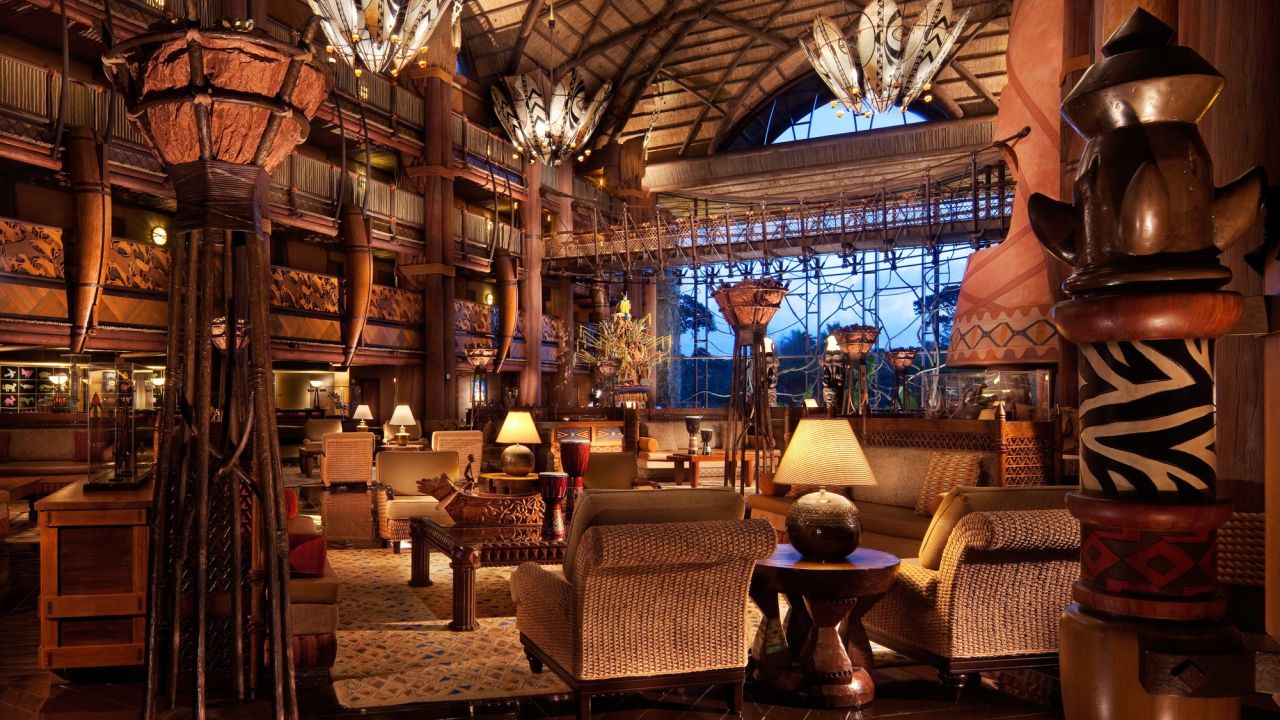 <strong>Animal Kingdom Lodge:</strong> Disney's Imagineers visited nearly two dozen African lodges to inspire their design for the resort, which features more than 380 pieces of African art in its public spaces and 4,000 more throughout the guest rooms. 