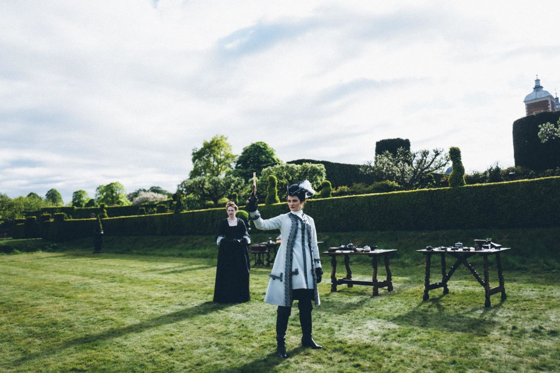 Emma Stone and Rachel Weisz in the film "The Favourite"