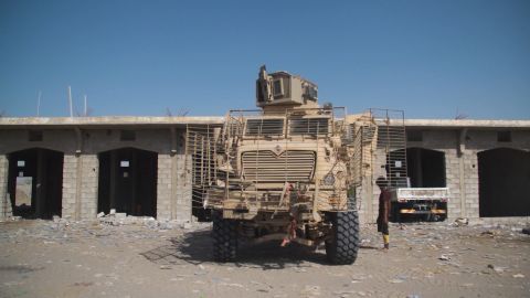 An American-made MRAP in the hands of the Giants Brigade militia in Yemen.