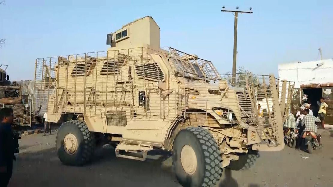 An American-made MRAP in the hands of the Giants Brigade militia in Yemen in February 2019.