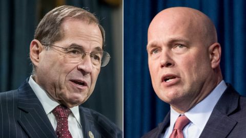 At left, Rep. Jerry Nadler, a New York Democrat and chairman of the House Judiciary Committee. At right, acting Attorney General Matt Whitaker who is scheduled to appear before Nadler's committee on Friday.