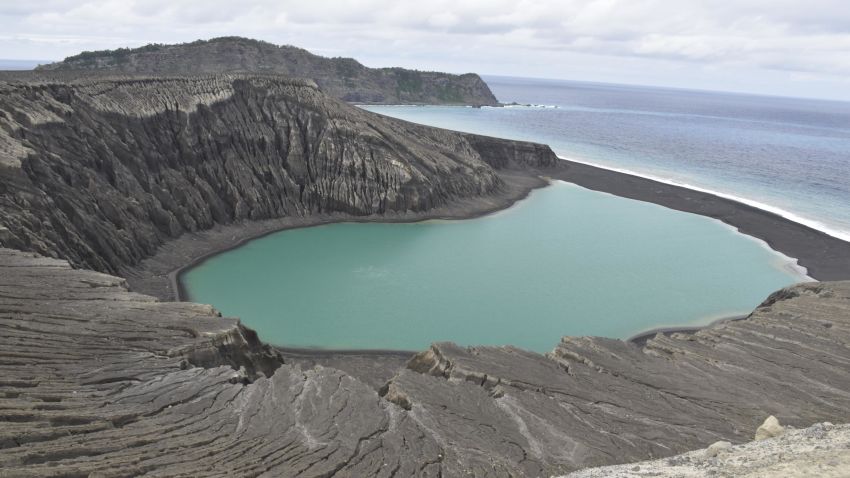 A view of the island's crater lake in June 2017.