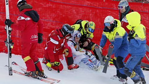 Lindsey Vonn hit a course marker and flew into safety netting in Tuesday's super-G.