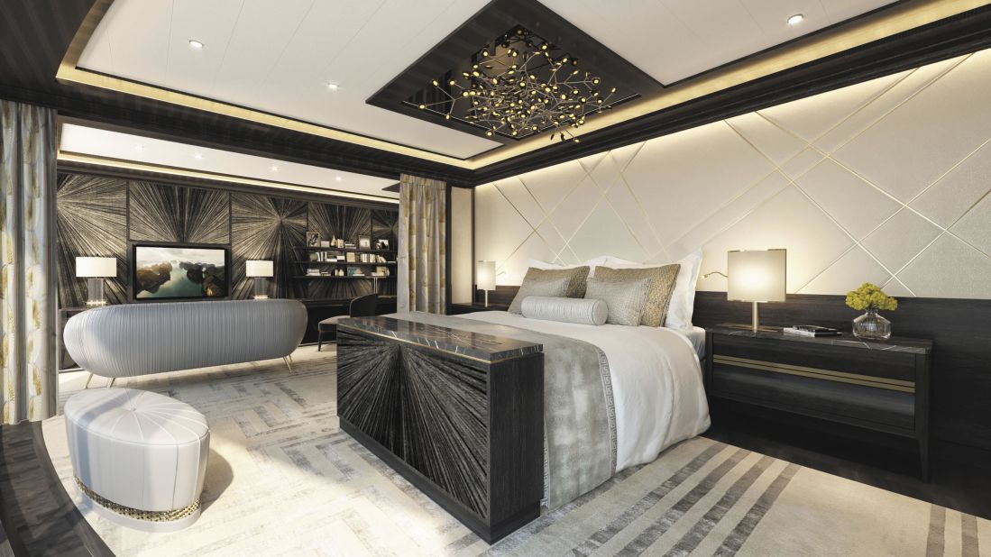 <strong>The Regent Suite: </strong>Regent Seven Seas' upcoming vessel, the Seven Seas Splendor, will include a super luxe suite that features a $200,000 bed. Click through to see a series of Regent Suite design renderings.
