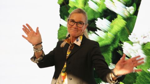 Angela Ahrendts attends an Apple store opening in Milan in July.