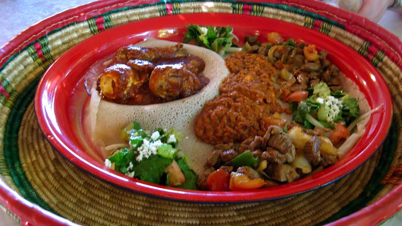 <strong>Doro Wot:</strong> Wot is Ethiopia's version of curry, and the ubiquitous companion of injera. While beef and goat are often used with wot, chicken -- doro in Amharic, reigns as the wot champion. 
