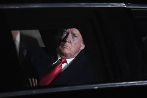 Trump sits in his car before heading to Capitol Hill. 
