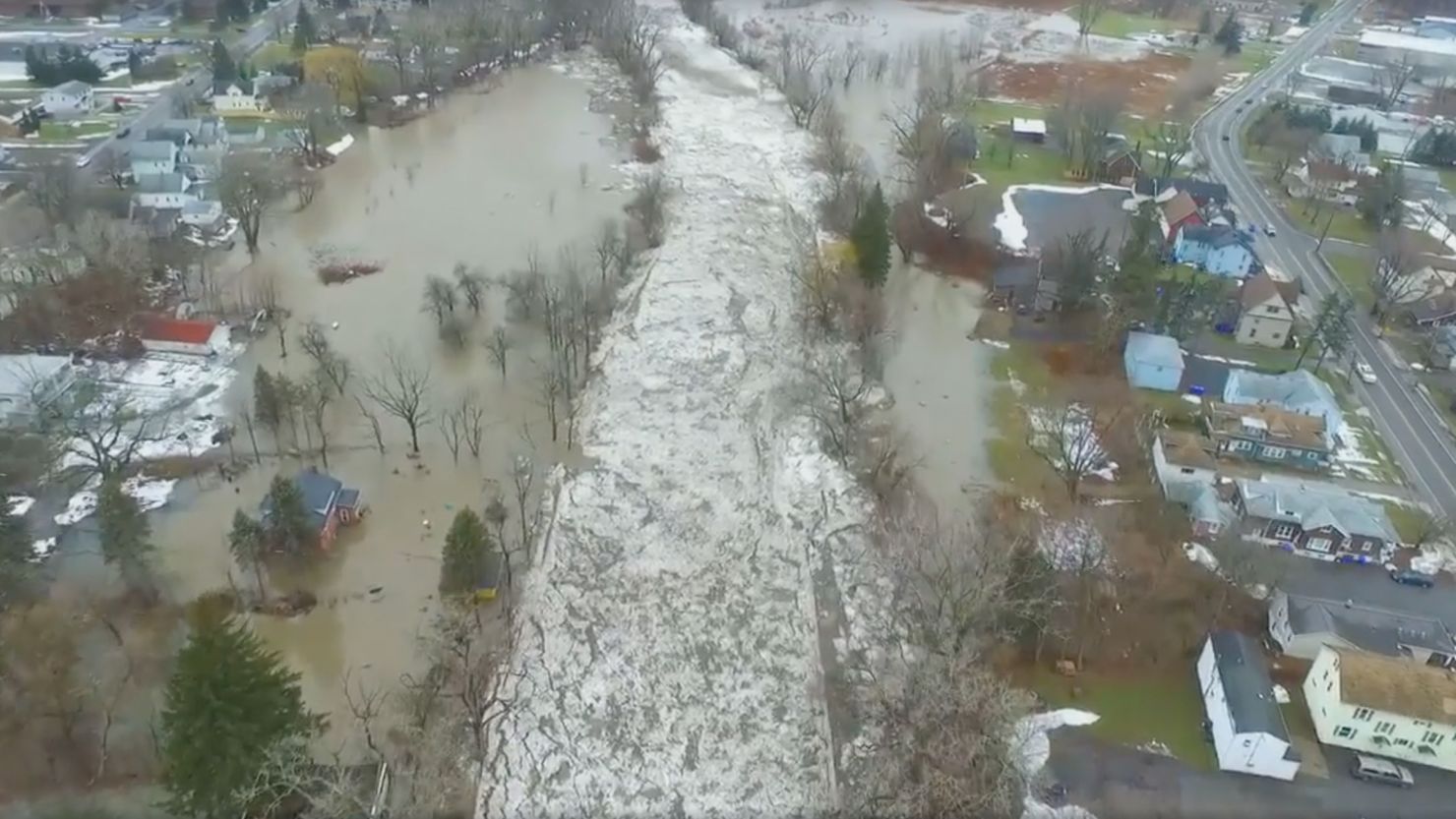 Ice jammed up Buffalo Creek in West Seneca, New York, this week, spilling water into the community and causing some residents to evacuate.