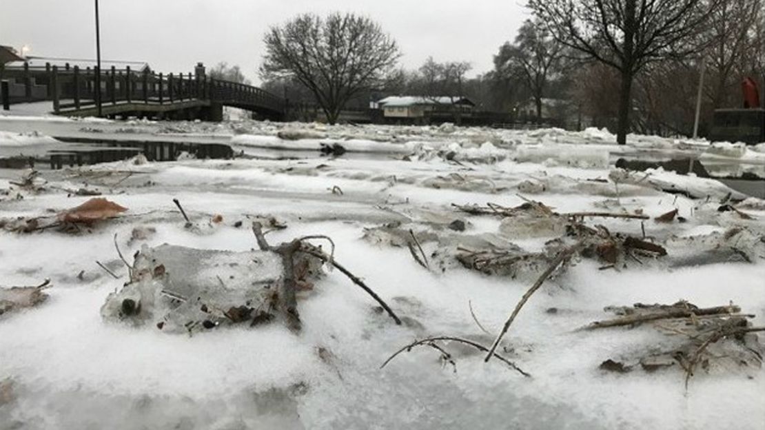 Grand River in Portland, Michigan, on Wednesday.