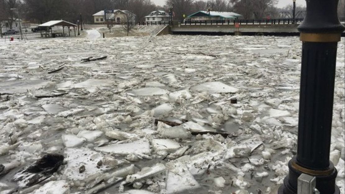 About 50 people had to be evacuated from their homes Wednesday because of the flooding caused by this ice jam, Portland officials said. 