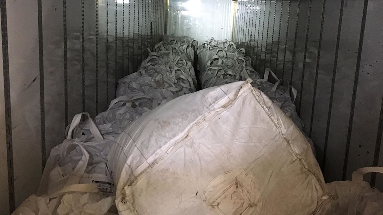 The 31 bags of hemp inside Palamarchuck's tractor-trailer.