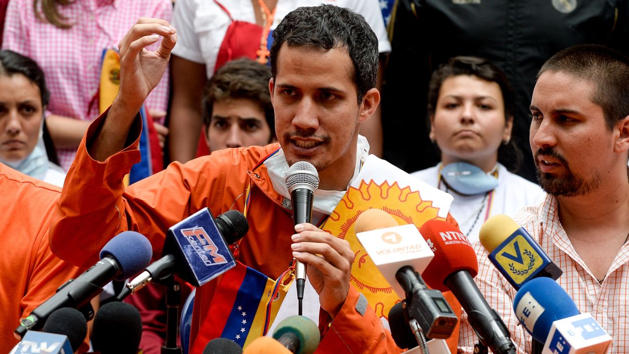 Guaido at a press conference in 2015.