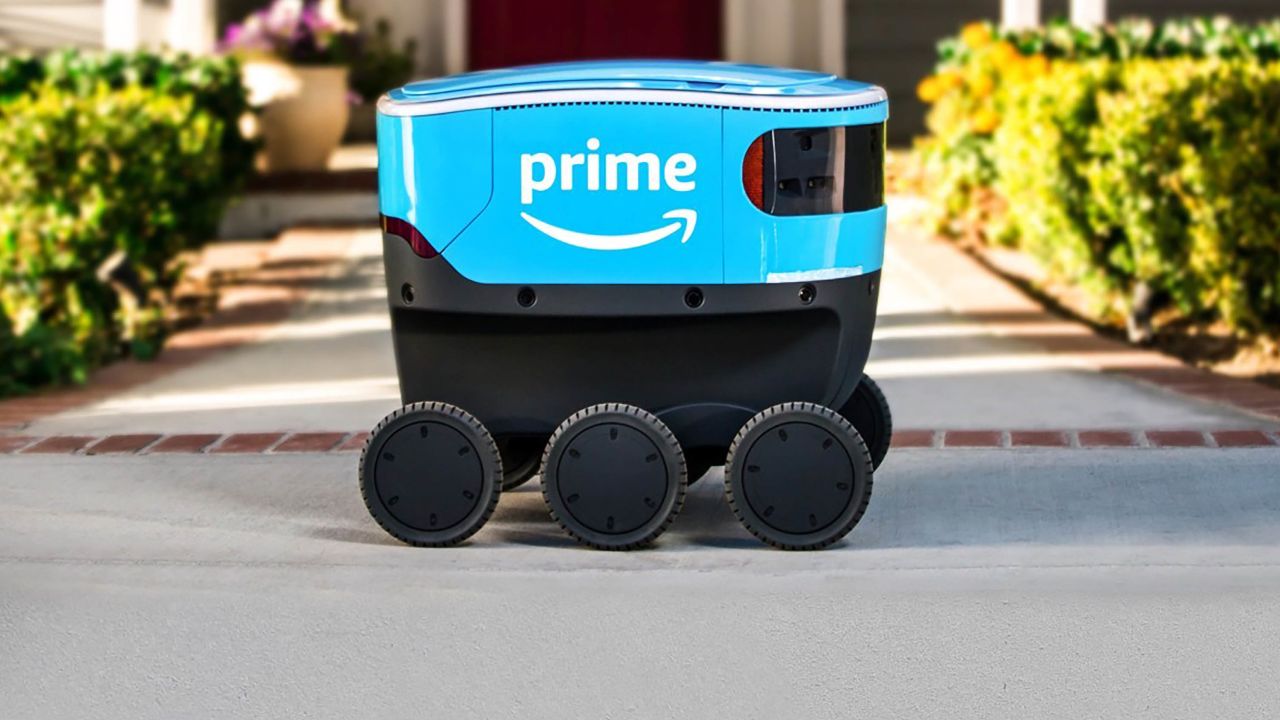 Amazon Scout is designed to deliver packages on sidewalks.
