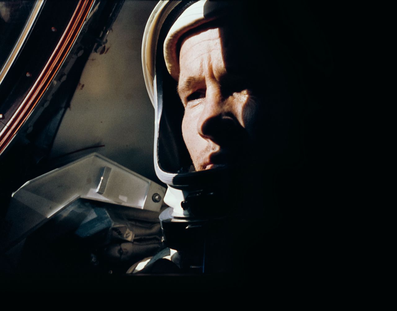 Astronaut Ed White, photographed by commander Jim McDivitt, in June 1965 aboard Gemini 4, NASA's first spacewalk mission.