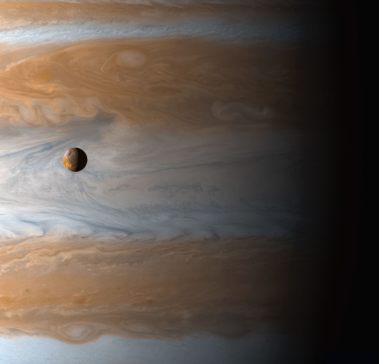 Jupiter's moon Io as seen by the Cassini spacecraft, launched in 1997.