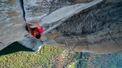 Alex Honnold making the first free solo ascent of El Capitan's Freerider in Yosemite National Park, CA. (National Geographic/Jimmy Chin)