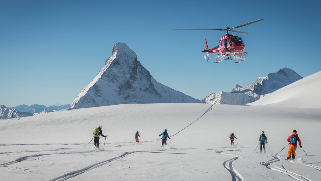 <strong>First tracks:</strong> Air Zermatt drops skiers near the summit of the Monte Rosa (15,200 feet).